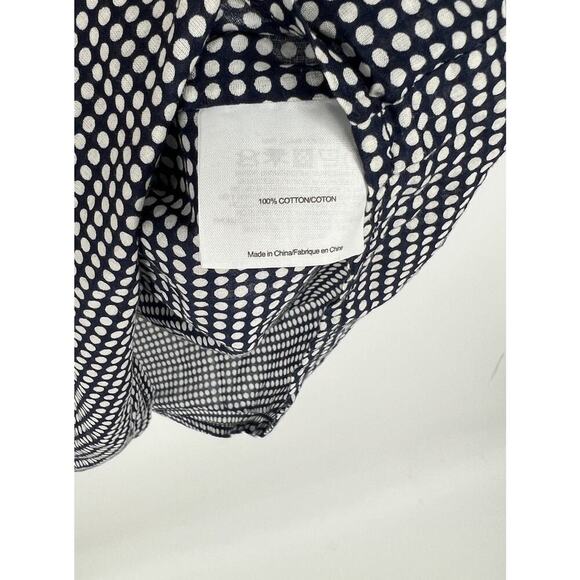 Tory Burch Blue Polka Dot Print Cotton Shirt Roll Tab Sleeve Size 4 - Picture 5 of 6